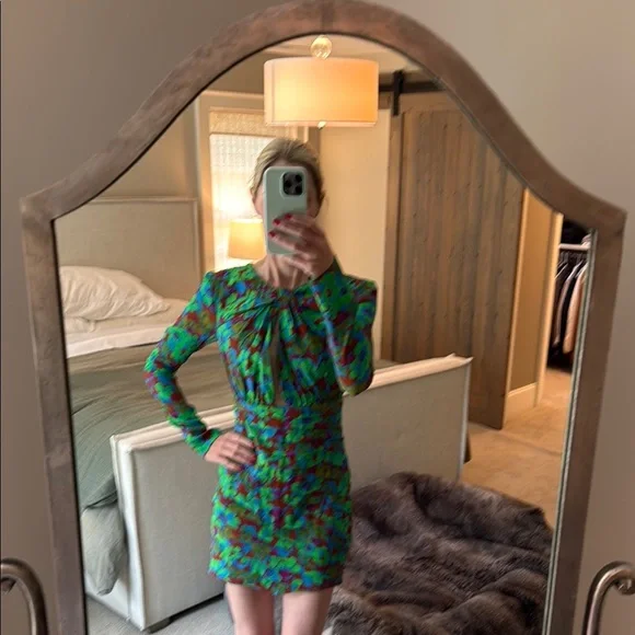 Zara | Dresses | Zara Green And Red Bodycon Dress Short Sleeve | Poshmark